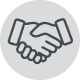 Icon of a hand holding a speech bubble with three chat bubbles above it, each containing three dots, representing communication or messaging