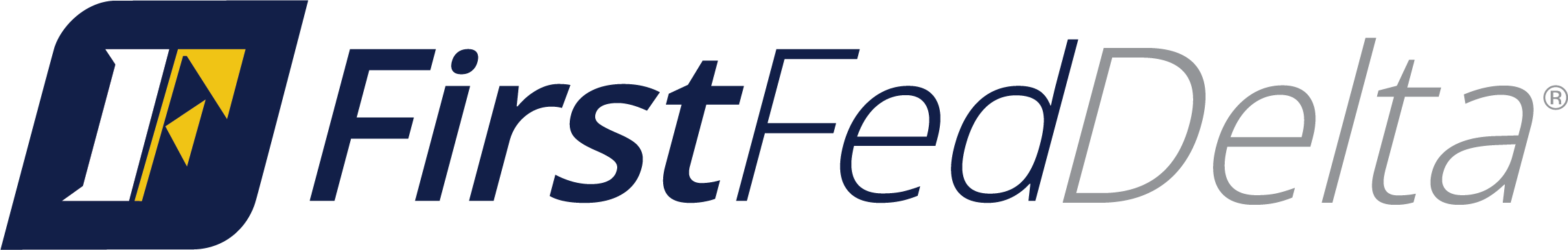 First Delta logo with a stylized 'F' and 'D' in blue and white, and yellow accents.