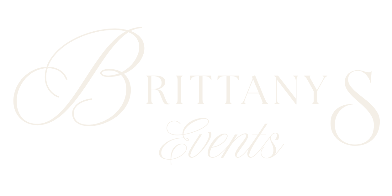Brittany's Events logo in black and white with elegant cursive and serif fonts.