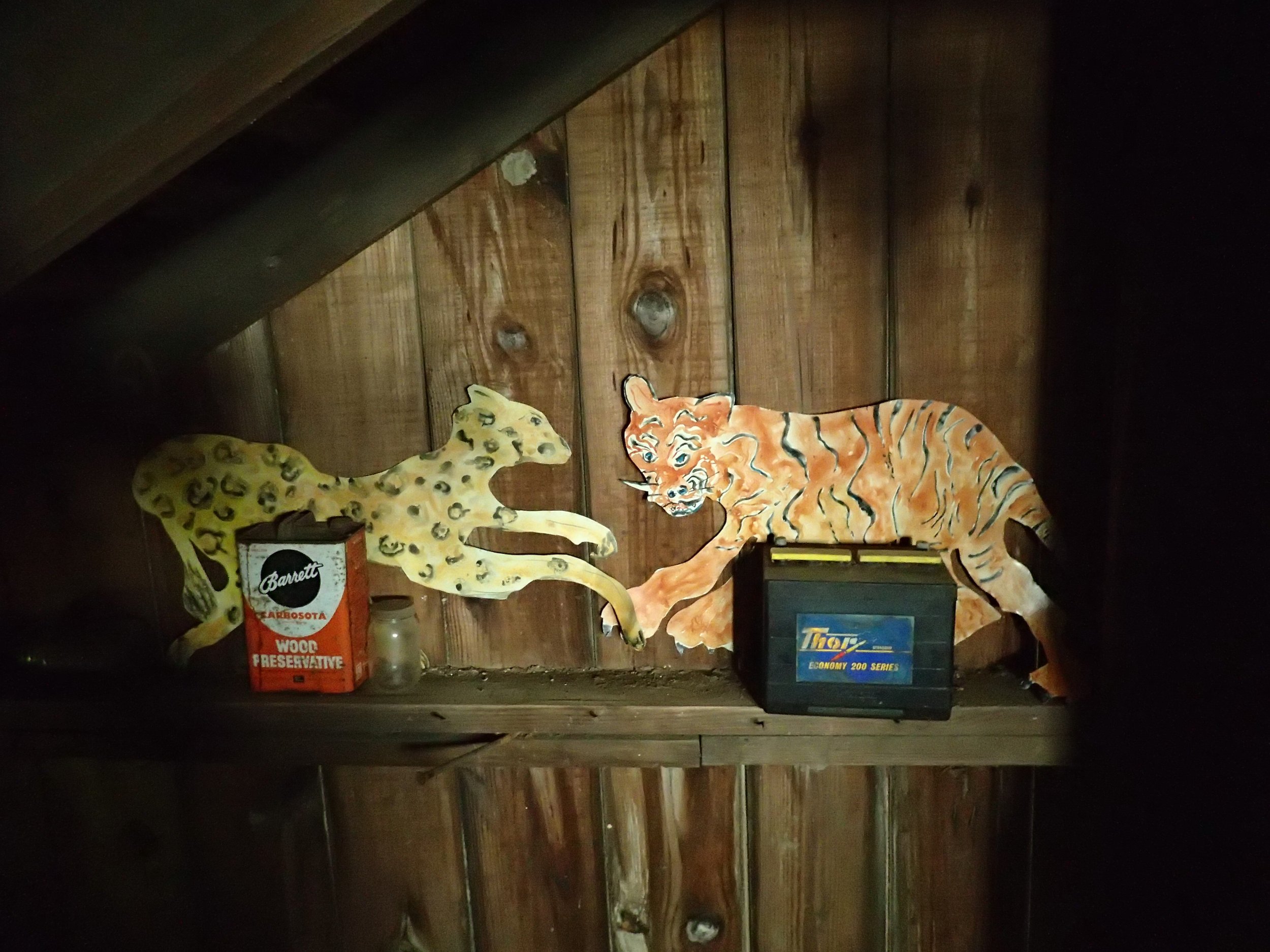 Tiger and Cheetah   painted tin 