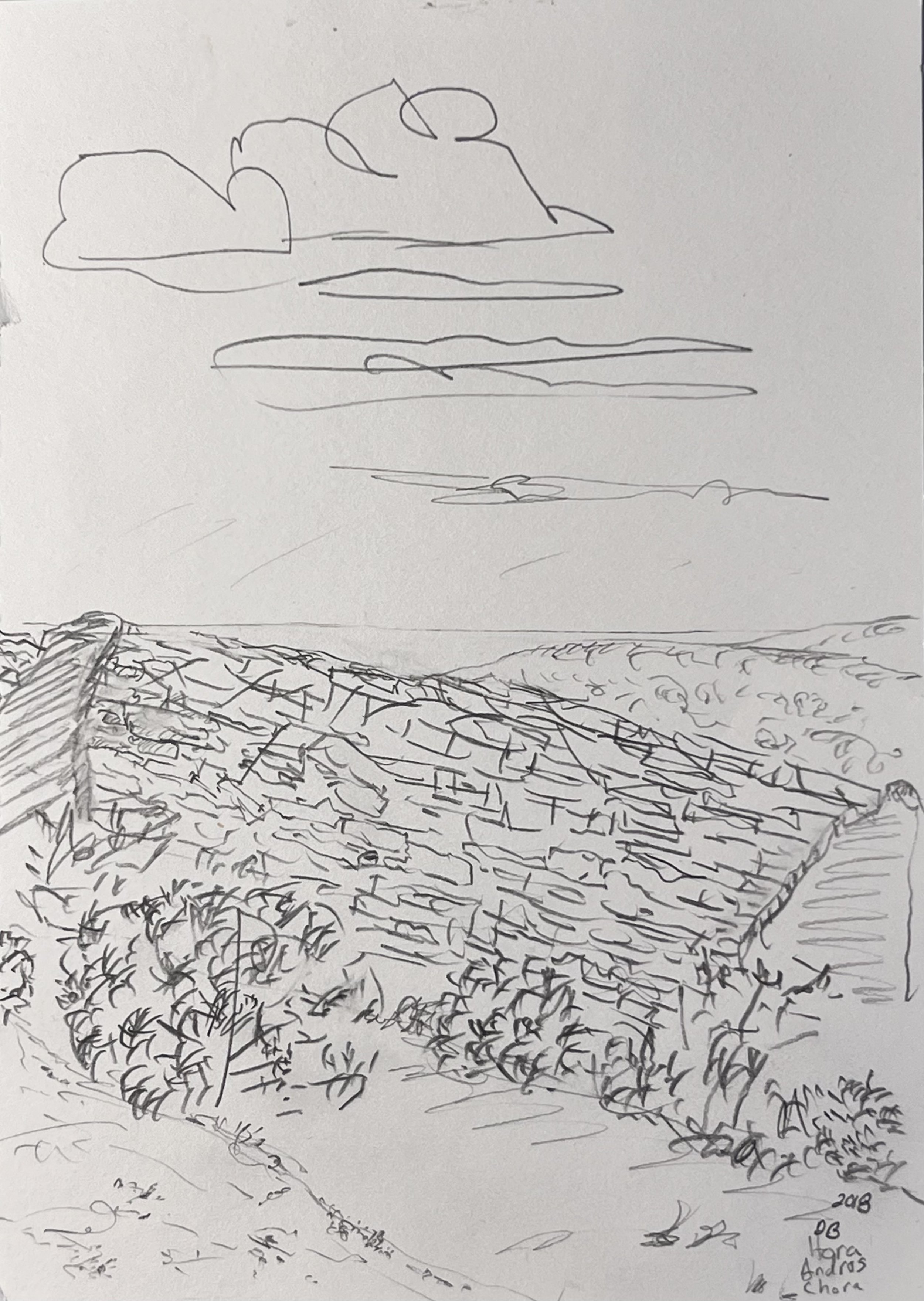 Hora Andros Greece  |   7 x 5  |   2018  |   pencil on paper  |   100