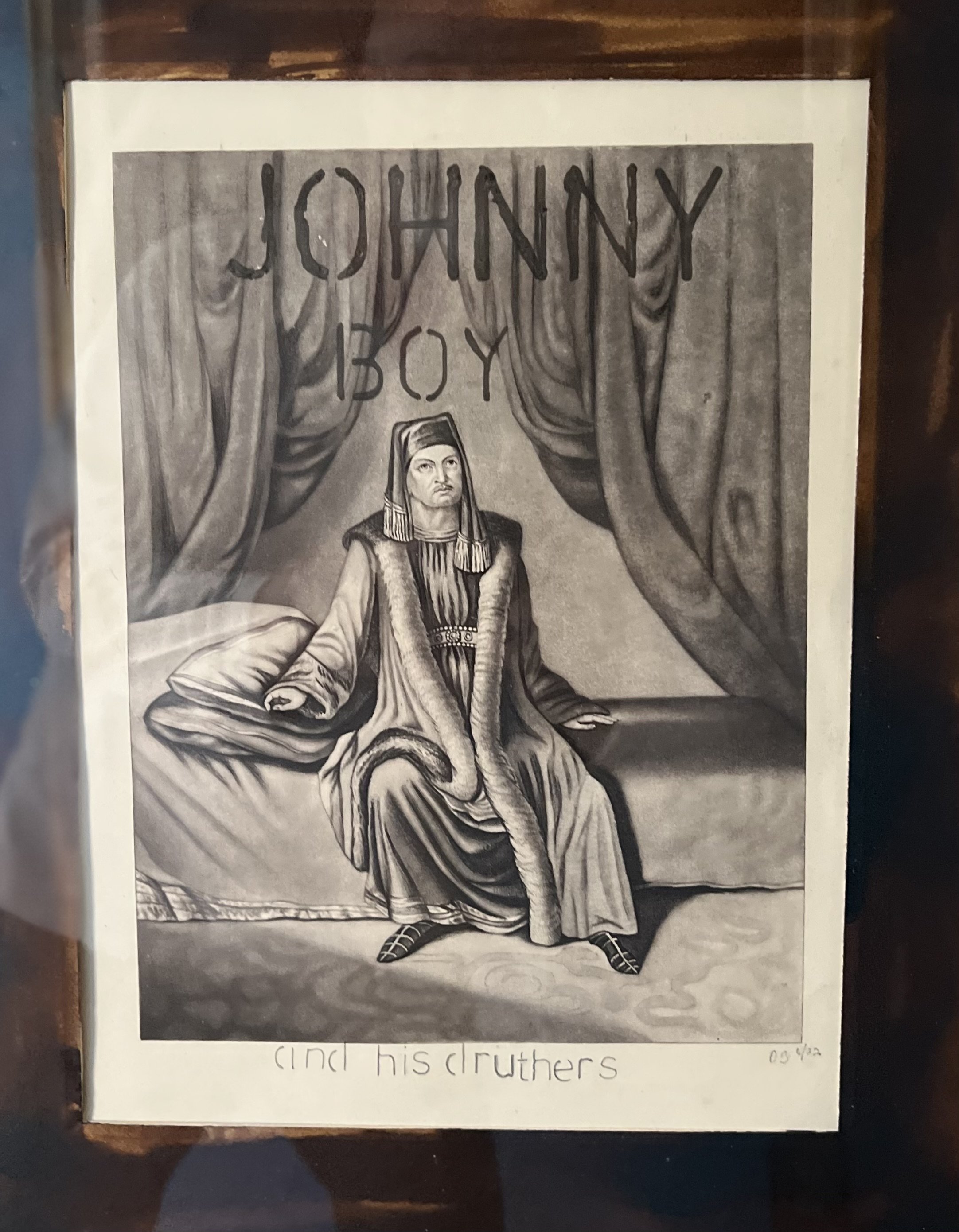 Johnny Boy    |    15 x 11     |   Pencil on Top of Old Print   |   42.75