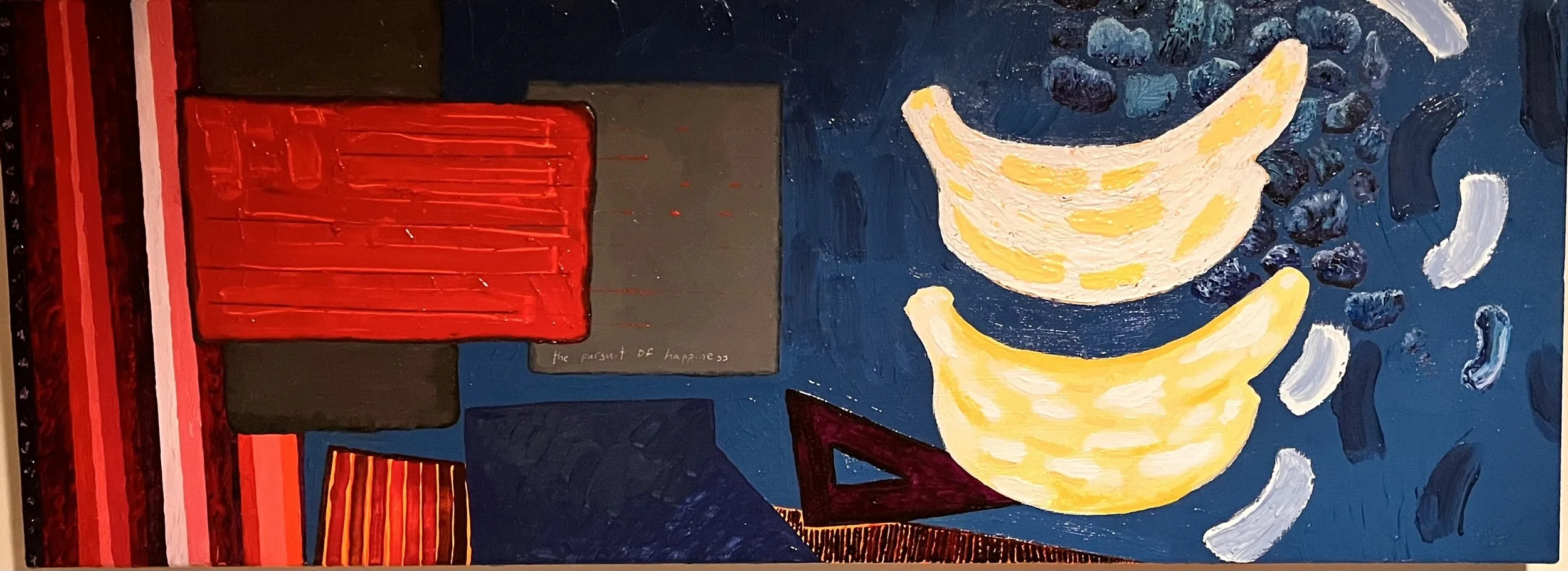 Pursuit of Happiness/Red and Blue  I  11 x 31  I  2025  I  Oil on Canvas  I  300