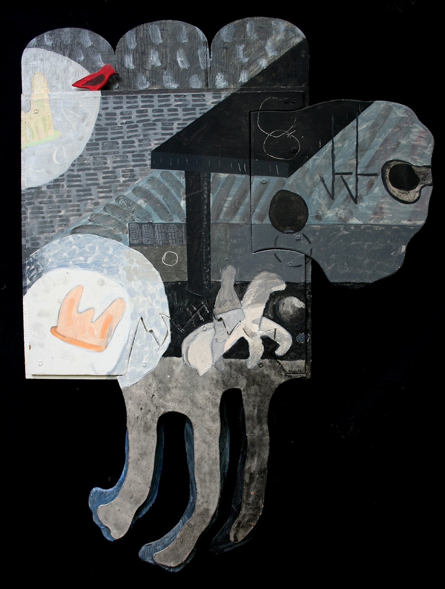 Horse, Rider, King and Tanager | 1998 | 46 x 34 | acrylic on wood | 750