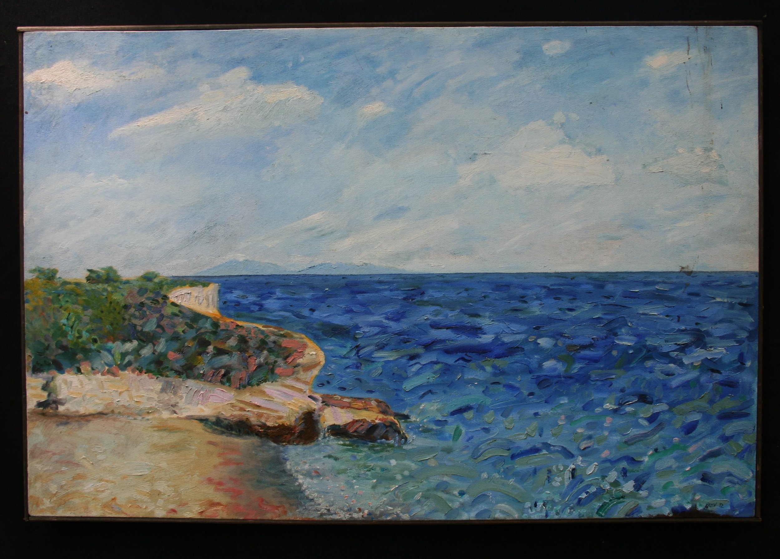 Blue Pacific Near Pescadero | 1991 | 24 x 36 | oil on canvas | (sold) | (painting cleaned since photograph)