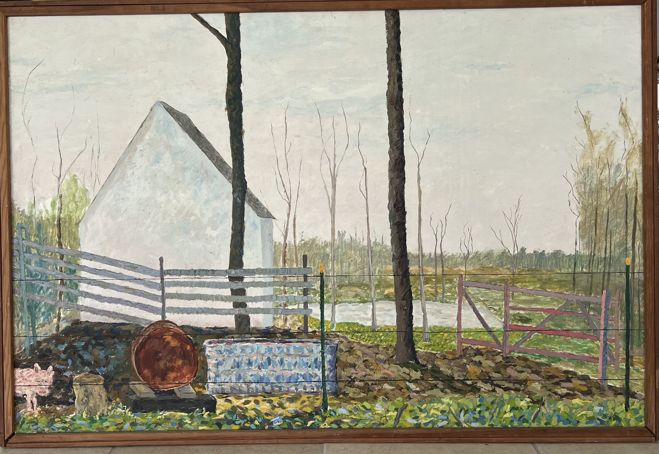 Pig in the Corner   |    198?     |    34 x 50   |  oil on masonite  |  700