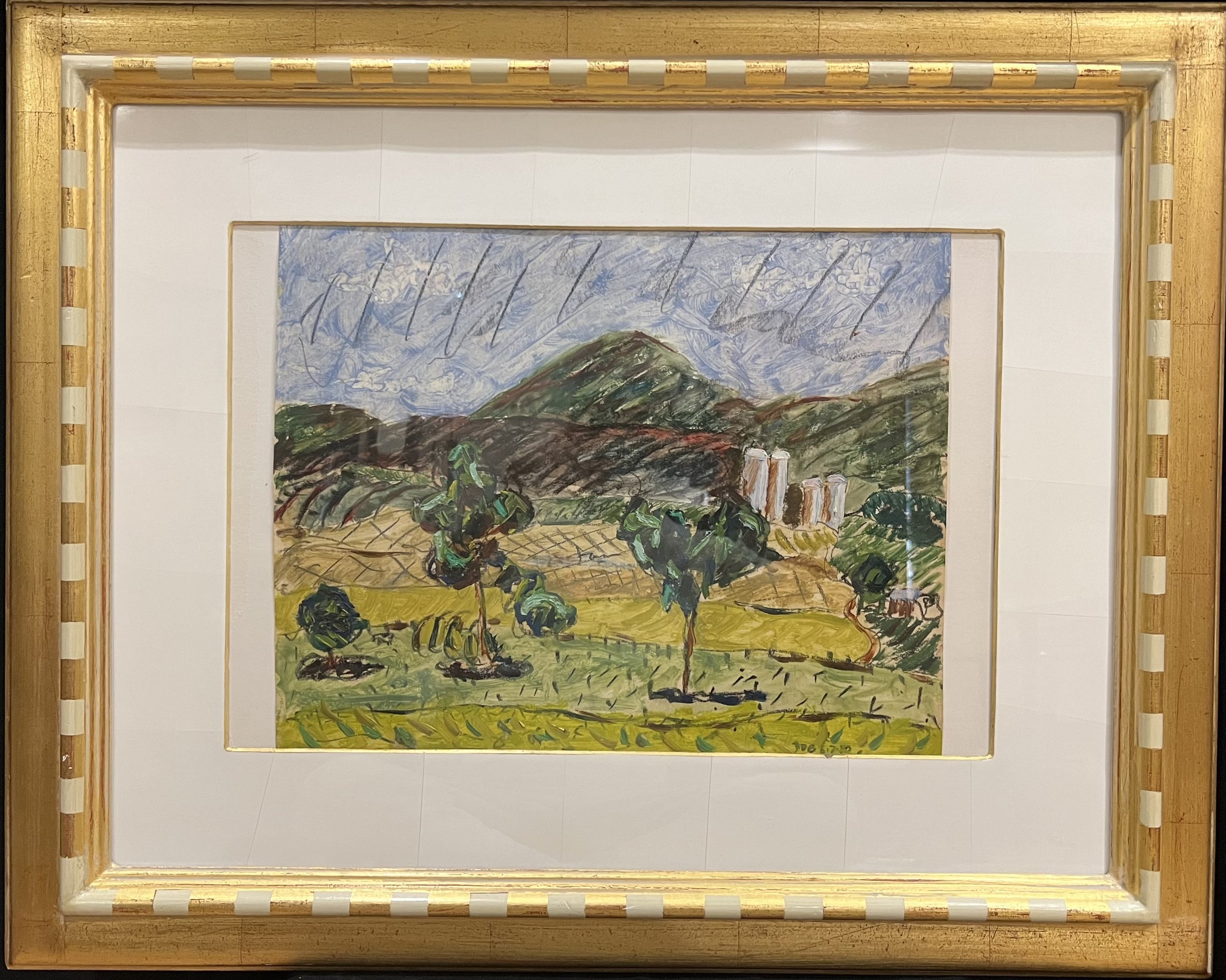 Nicely Done Farm Landscape   |    1980    |      13 x 16 1/2 plus frame     |    oil on gessoed paper    |    400