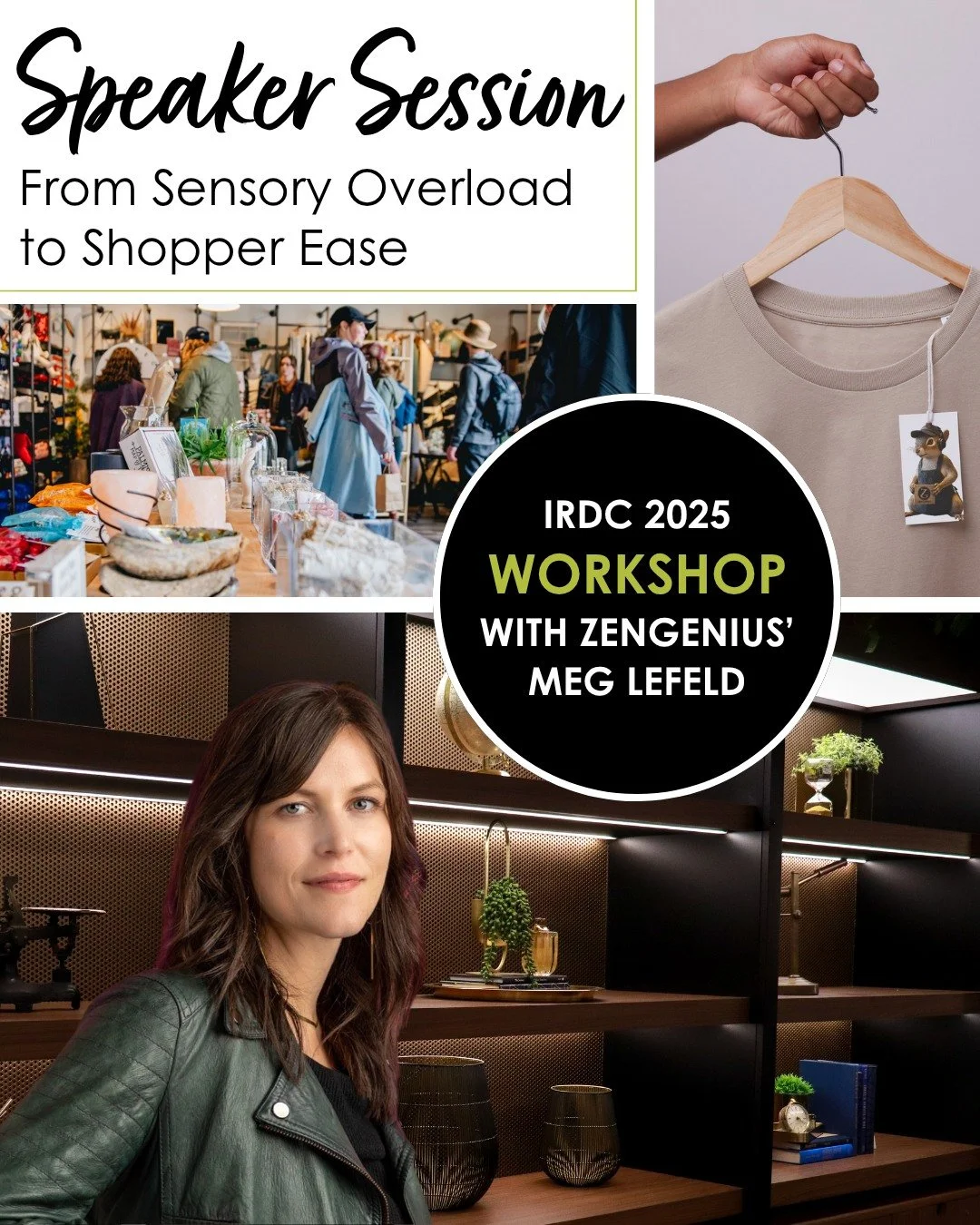 Have you registered for IRDC? There's still time!
Catch ZenGenius' Meg Lefeld as she dives into accessible design across retail. Drawing from her personal journey of healing after a traumatic brain injury from a car accident, Meg encourages attendee