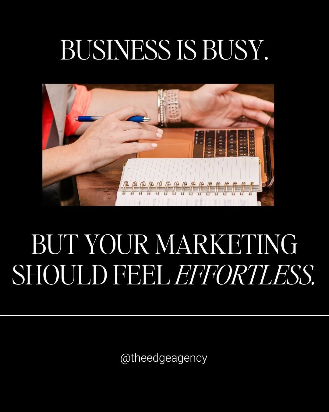 Business is busy, we get it. But your marketing? That should feel effortless.

We bring clarity, creativity, and strategy that make your brand look as good as it performs. From content to campaigns, we make it simple, strategic, and built to last.

R