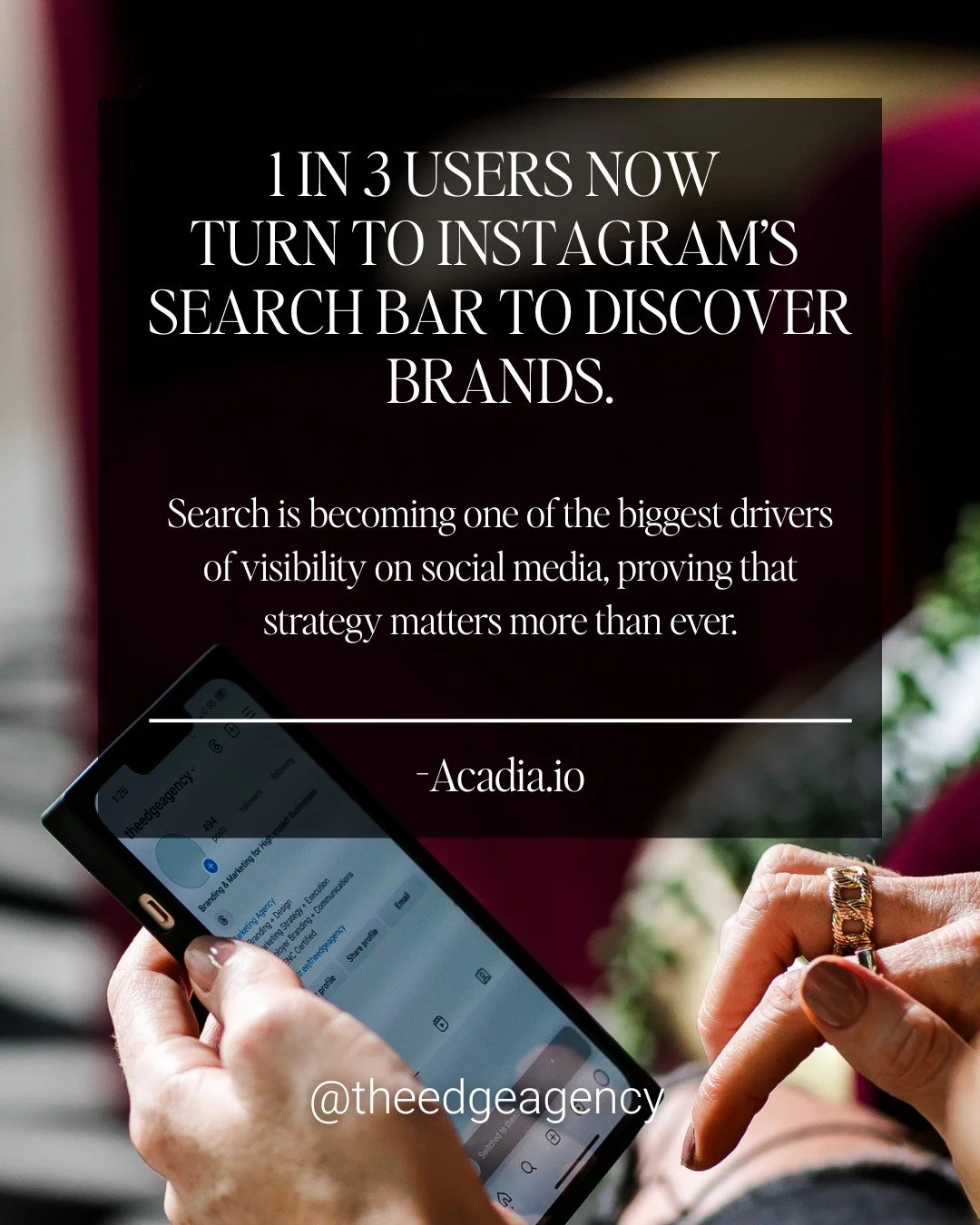 The way we use Instagram is changing, and 2025 is proof.

According to @acadia.io, search is now one of the biggest drivers of visibility on social media. That means it&rsquo;s time to think like a strategist, not just a poster:
✨ Use keywords that d