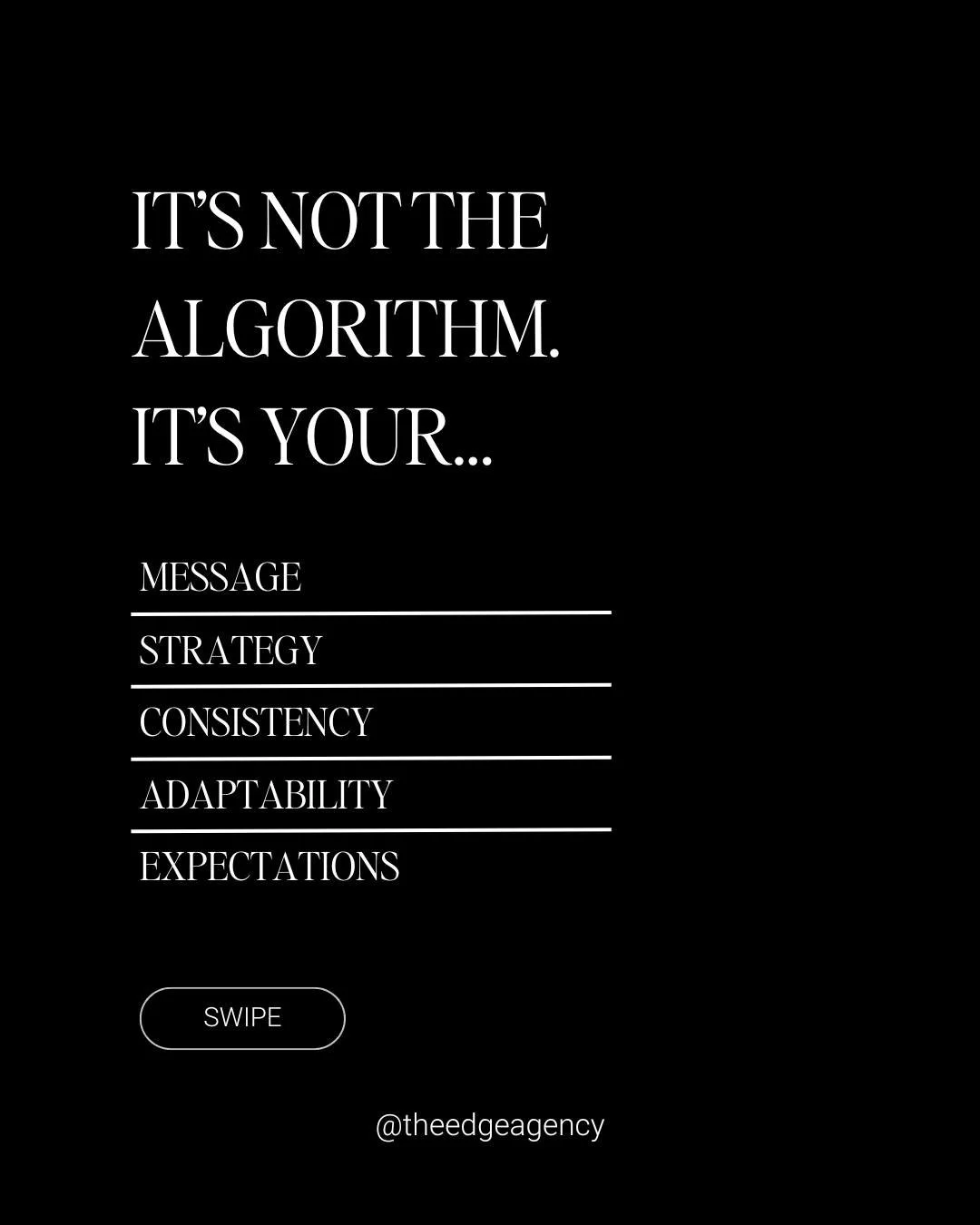 Stop chasing the algorithm, and start building your brand.

The brands that grow aren&rsquo;t the ones posting the most; they&rsquo;re the ones posting with intention.

When your message is clear, your visuals are consistent, and your strategy is ali