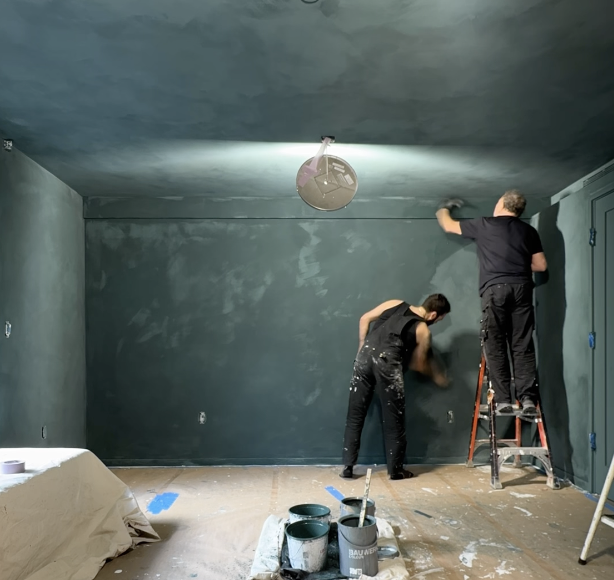 Remont Studios applying Bauwerk limewash in Laurel to a private townhouse in Park Slope, Brooklyn.
