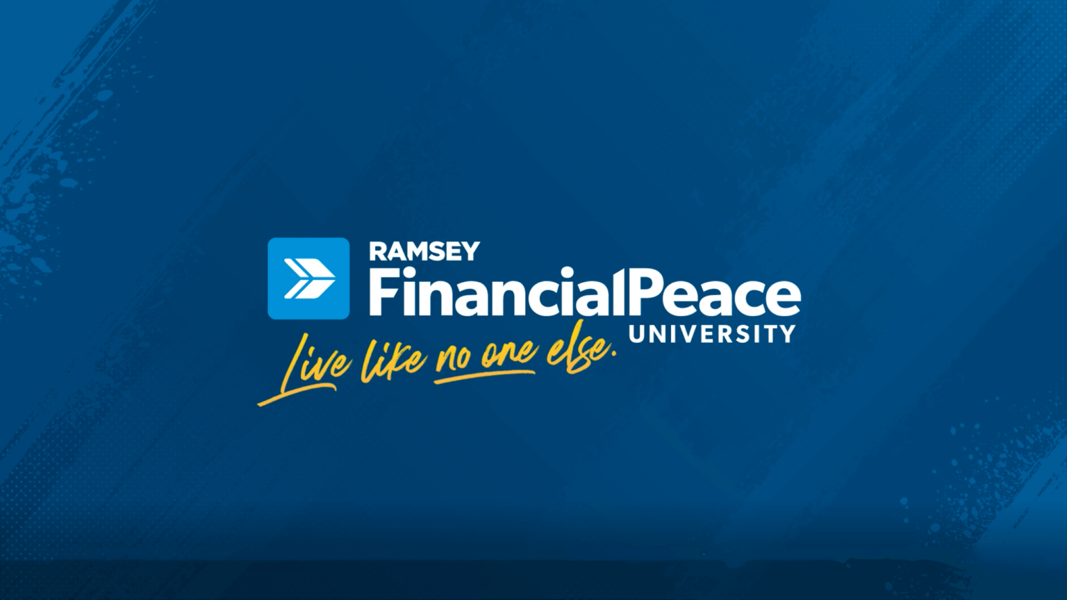 Ramsey Financial Peace University logo with the tagline 'Live life no one else' on a blue background.