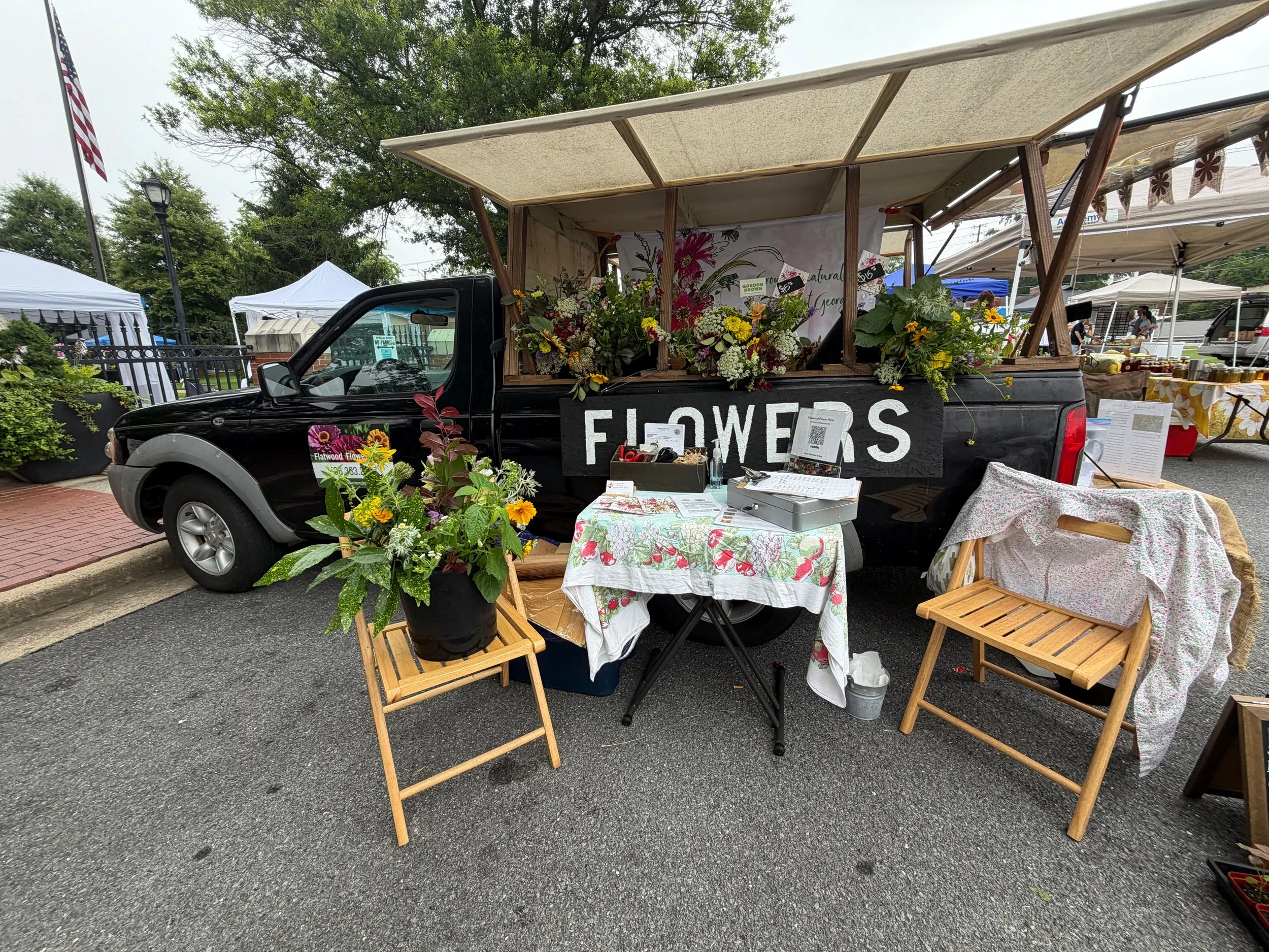 Set up and ready at the farmers' market 