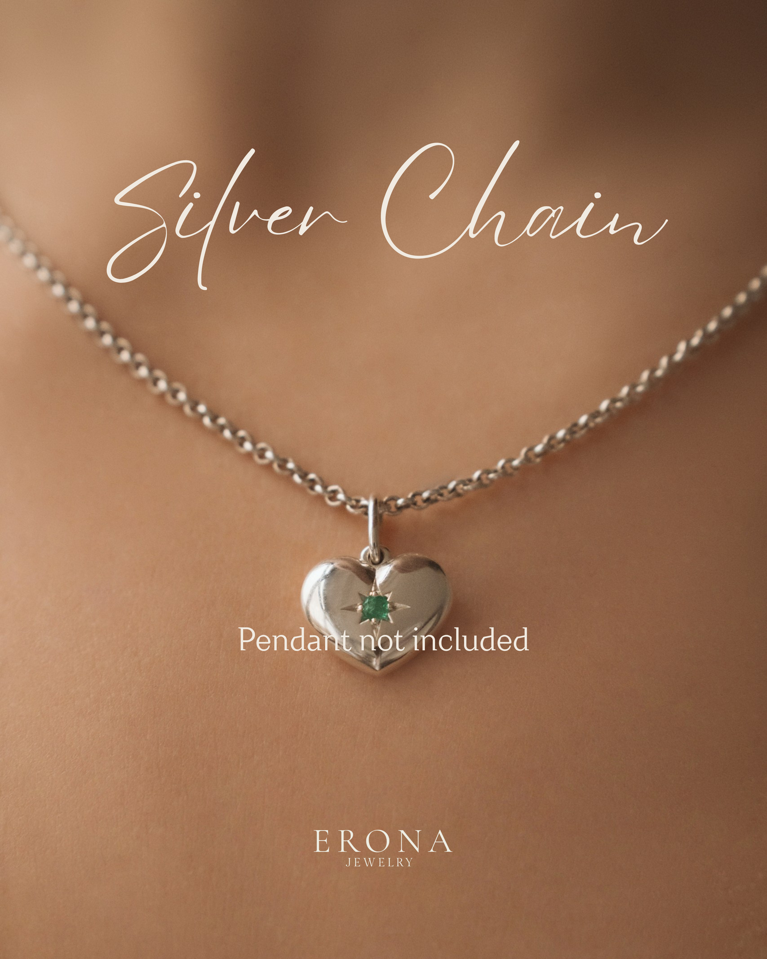 Silver chain for heart pendant