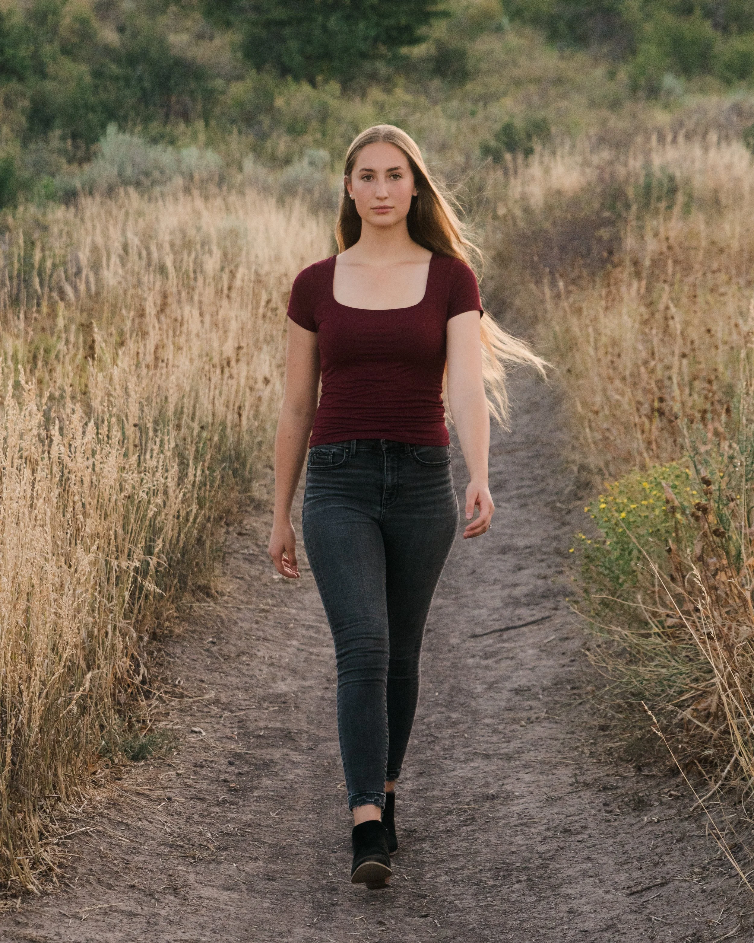 picture of a women walking up Gibson jack in pocatello idaho by local photographer campbell photography