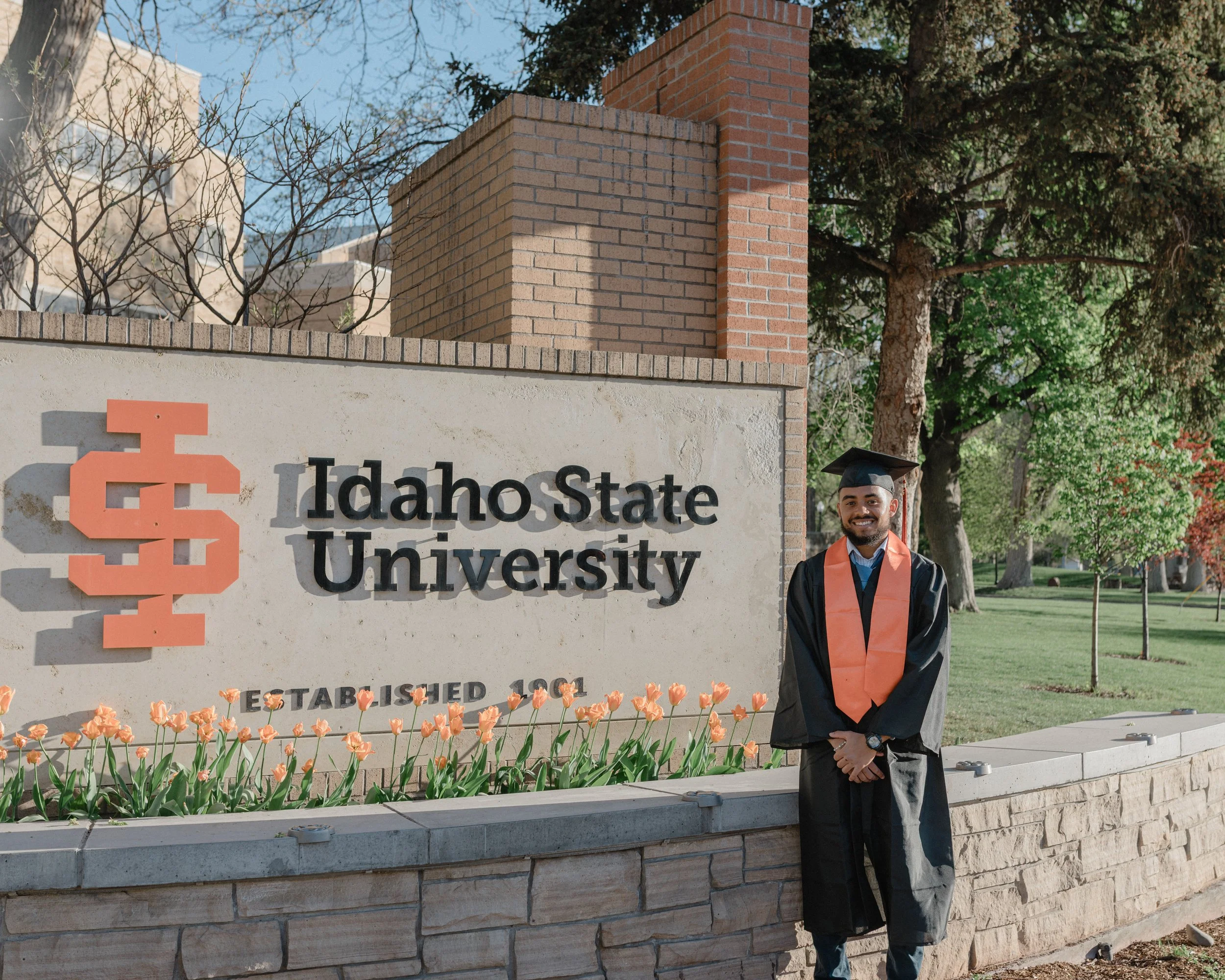 welcome to idaho state university graduation photo of a man