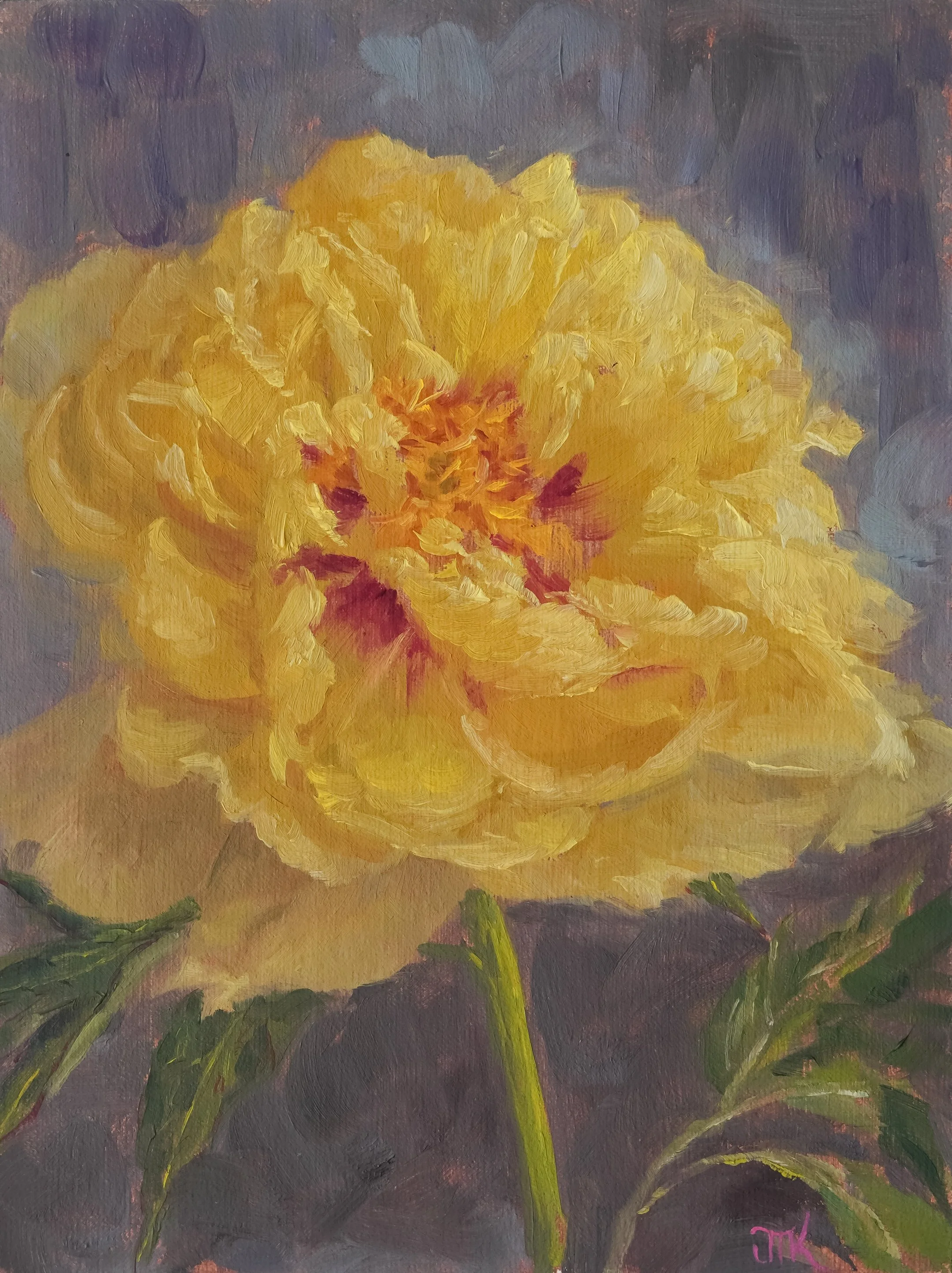 Yellow Peony, oil on panel, 8 x 6 in | private collection