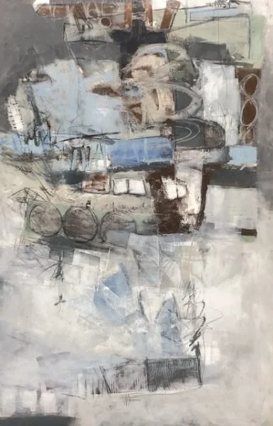 Mary Meuwissen, Bedrock, 19 x 30, oil/cold wax, 2020