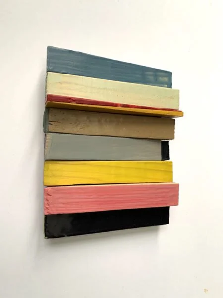 Lynne Gillan, Jelly Roll M, 10″ x 8″ x 1.5″, encaustic and wood on panel, 2020