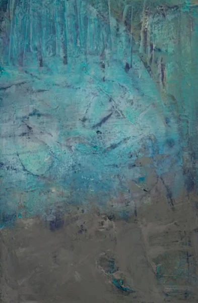 Laura Seligman, Between Two Worlds, 7“ x 5”, oil and mixed media on paper, 2020