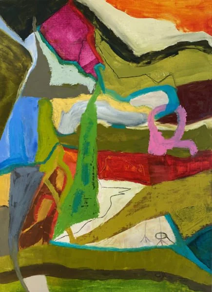 Caroline Young, Tethered, 18″x24″, oil and cold wax, 2020