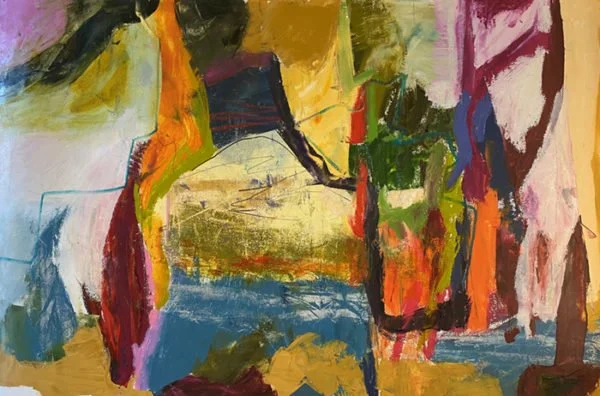 Caroline Young, Navigating, 21″x32″, oil and cold wax, 2020