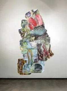 This Is A Mountain This Is Not A Mountain 2017 48″ x 28″ ink, yupo, wax, pigment, Masa paper hanging by clips and filament wire