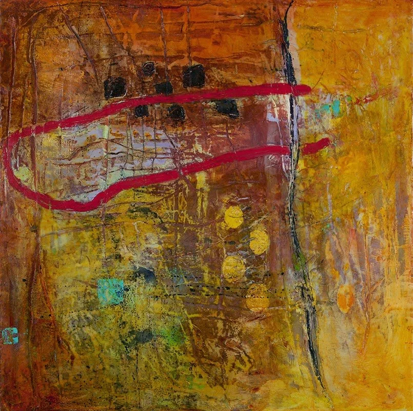 Unearthing a Line 24 x 24 oil and encaustic 2014