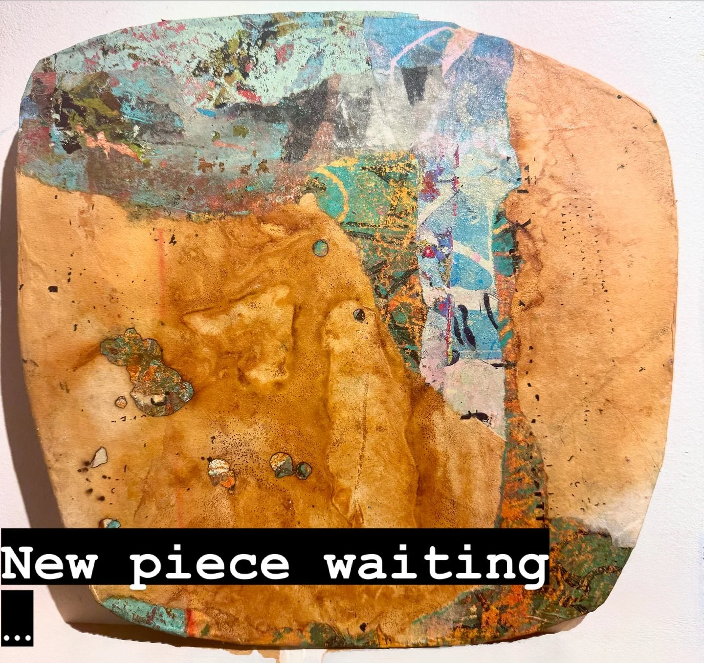Untitled , 11x12 &ldquo; mixed media 
I am still exploring how rust, burns, and paper fragments can hold memory.&rdquo;
This piece feels like an excavation &mdash; warm, earthy, and layered with time. I love when the process leaves behind traces I di