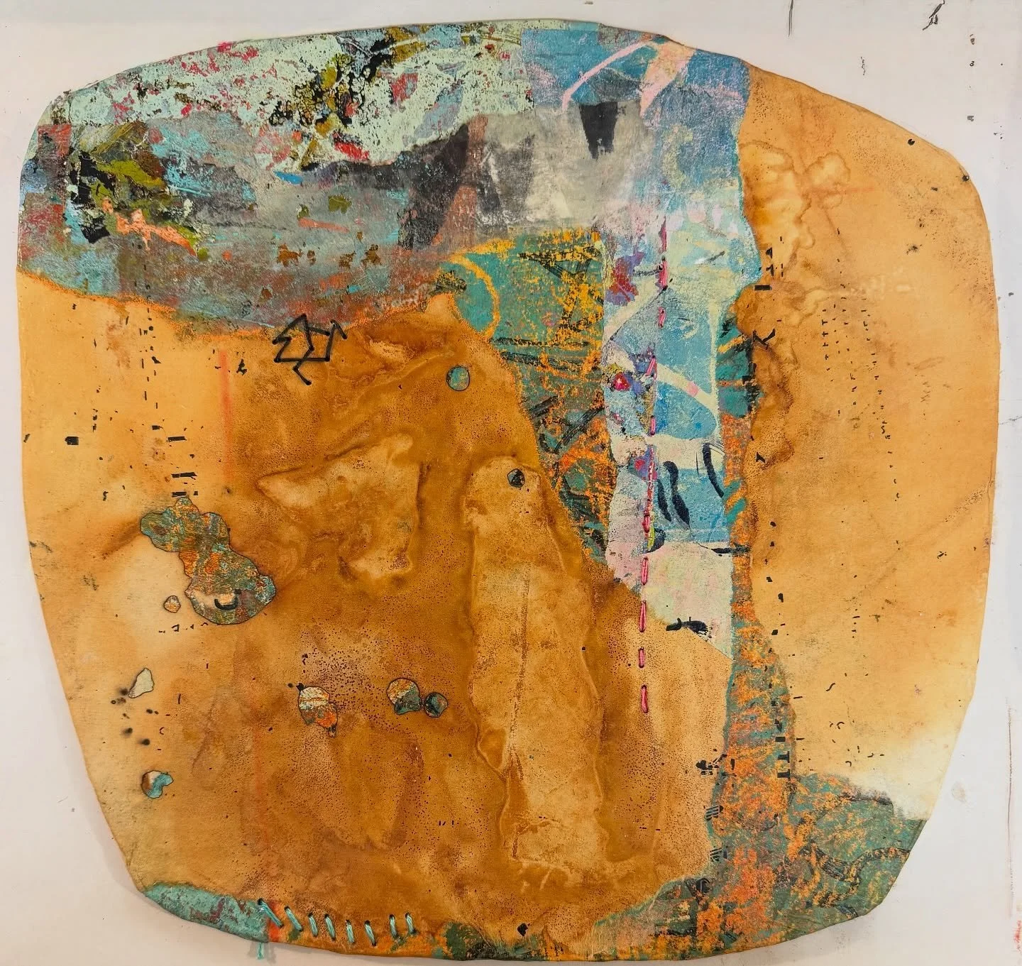 I made this piece before traveling to Ghost Ranch &mdash; and only later realized I&rsquo;d been remapping the colors, textures, and strata of that landscape from memory. The place changes every time I&rsquo;m there, and somehow the work shifts with 