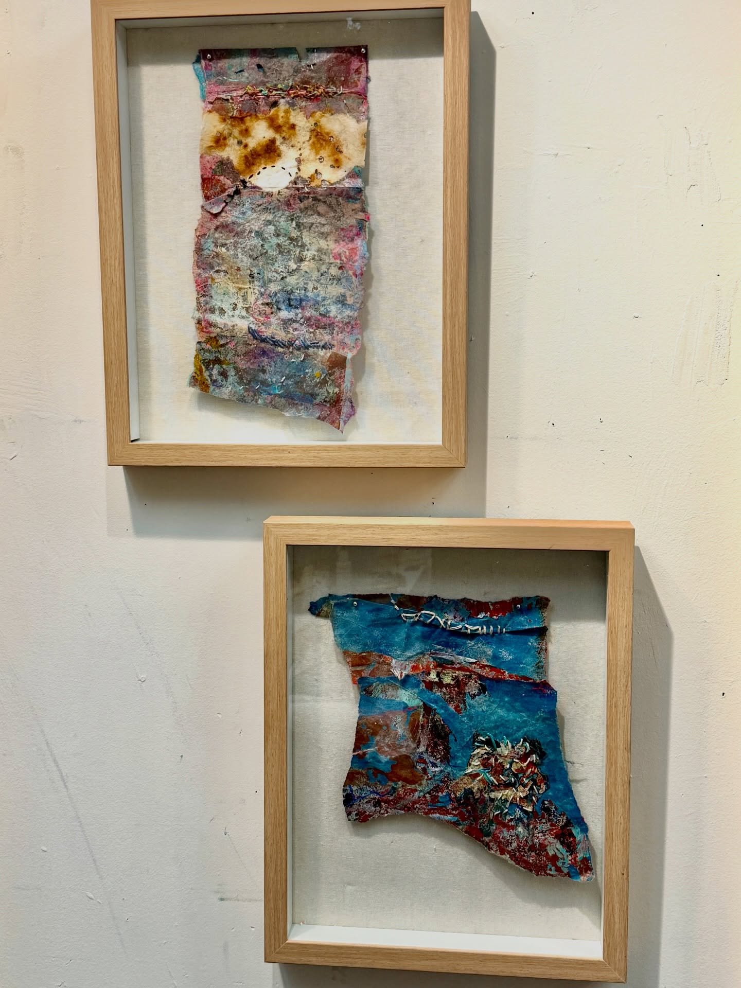 What was held.
What was carried.

 Paper, acrylic, thread, rust, 
#abstractart #contemporaryart #mixedmedia #artstudio #modernart