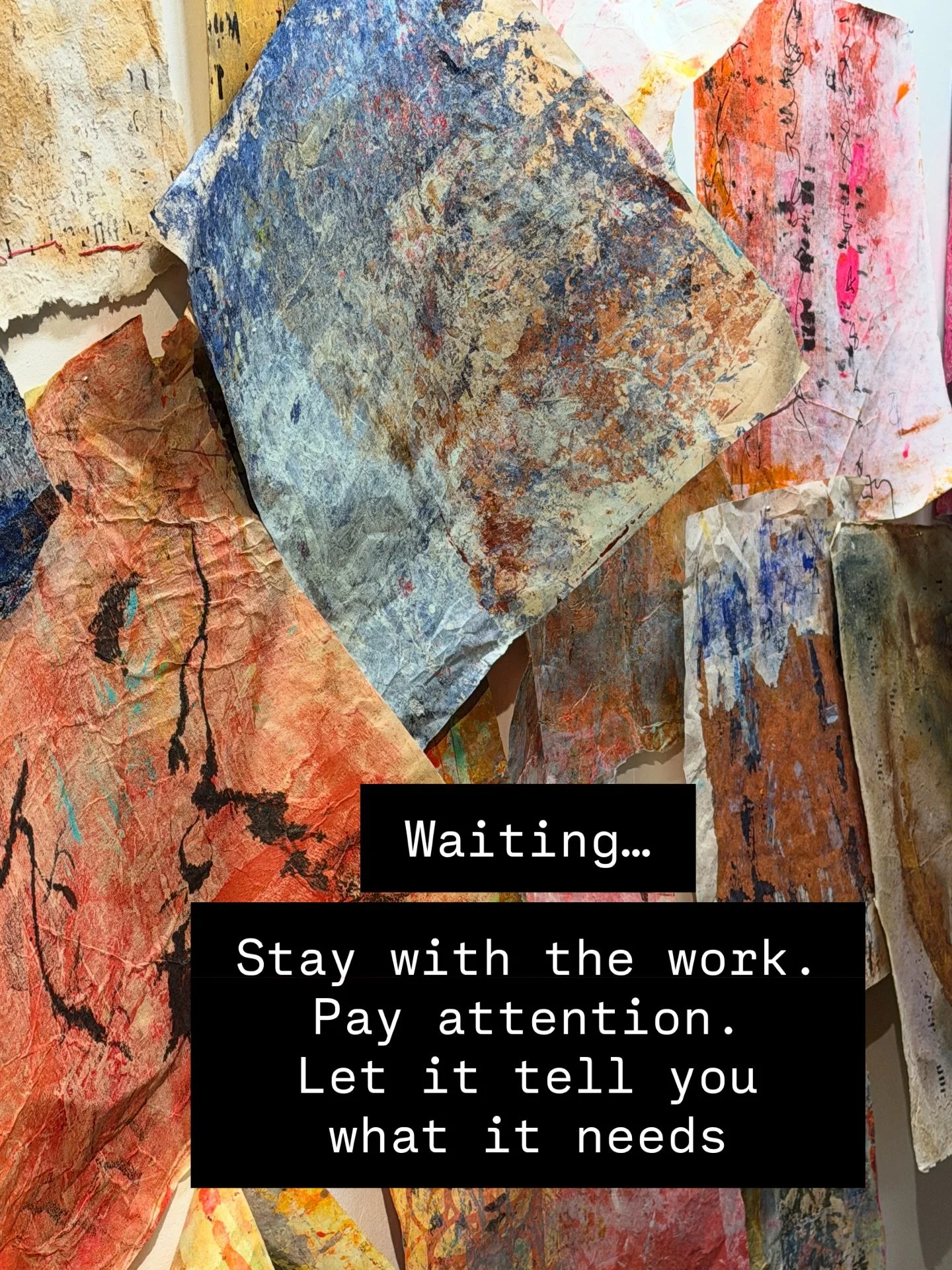 Fragments in process.

Painted, printed, torn, burned&mdash;pinned up to see what holds.

I&rsquo;m not looking for a finished composition yet,
I&rsquo;m looking for relationships.

What connects. What resists. What disappears.

This is where the wor