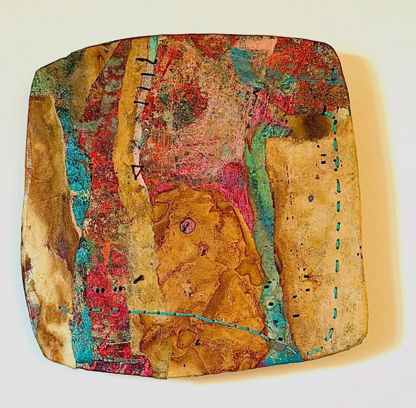 A Line Holds Two Worlds

new from the Shape of Memory series.
Acrylic, thread, rust, collage on cardboard mounted on panel.
#contemporaryart
#contemporaryart
#mixedmedia
#textileart
#artcollector