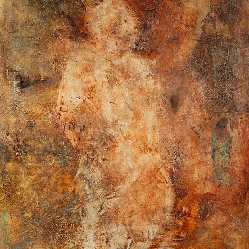 This image emerged slowly&mdash;through building, scraping, and reworking the surface.
A figure appeared, not planned, but uncovered.
It feels less like painting and more like excavation Trace(Emergence) 36 x 24 Oil and Mixed Media on panel 2026 @zur