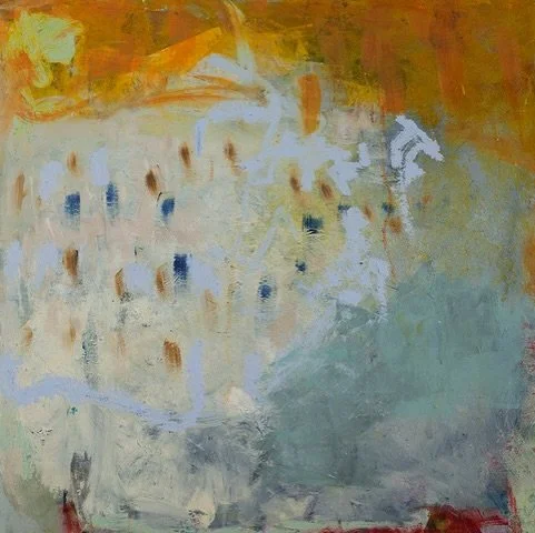 Before the tearing, burning, stitching, and fragments&hellip; there were paintings like this.
Looking back, I can see the vocabulary already forming.
The Warriors Secret 
30x30
Oil on panel c1995
Available
