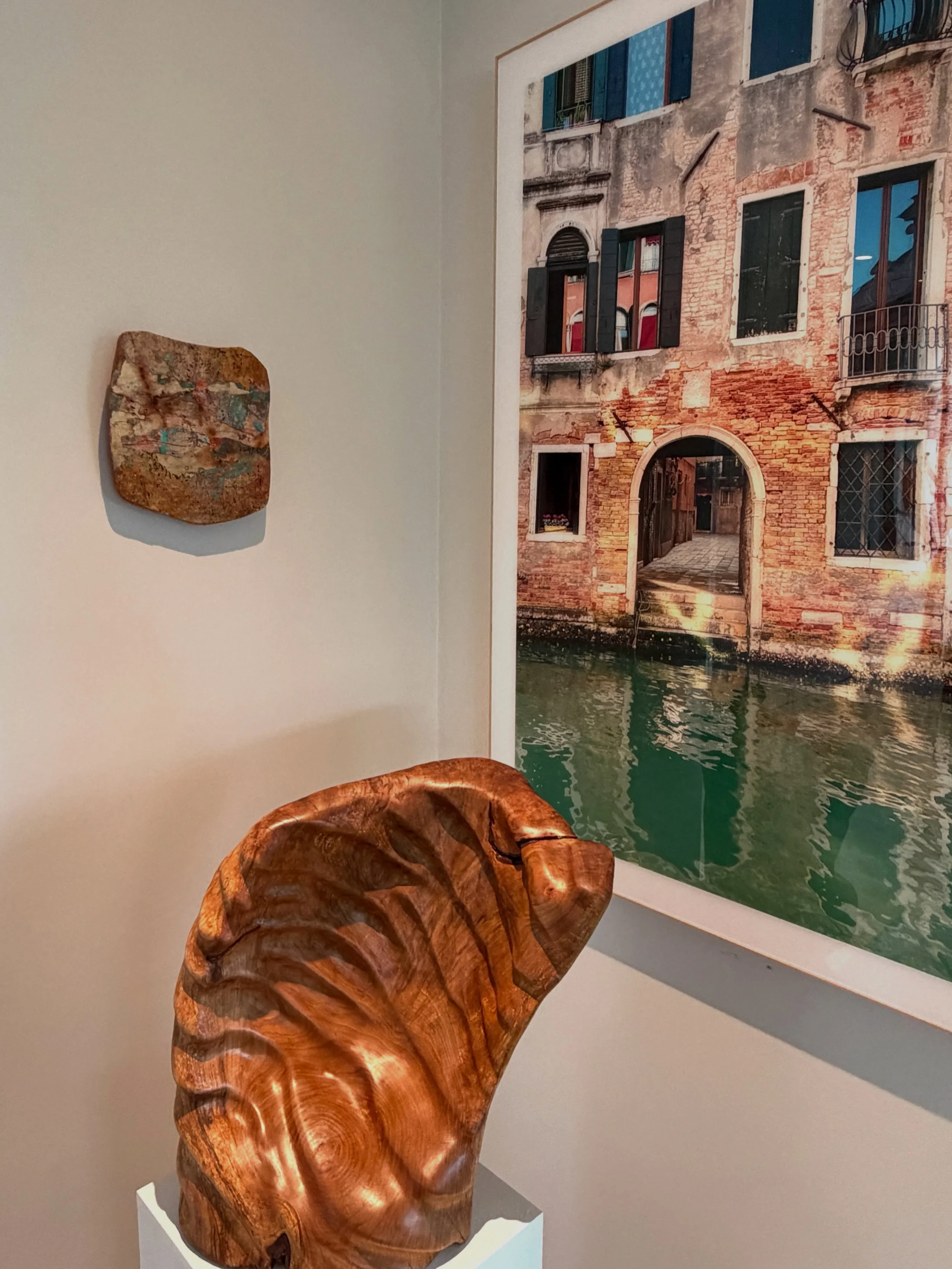 Installed between a carved wood sculpture by #capecodtrees and a photograph of a weathered Venetian fa&ccedil;ade, this small work feels right at home.

I&rsquo;m interested in objects that carry traces of time&mdash;worn surfaces, accumulated marks,
