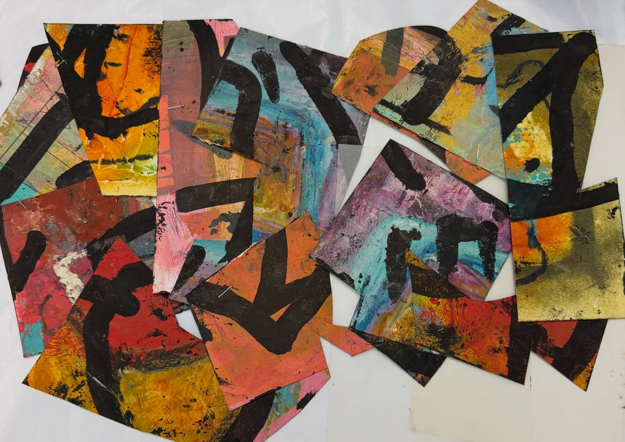 On the wall today.
Painted papers, fragments, and a lot of rearranging. Constructing, deconstructing and reconstructing&hellip;
Not finished. Just paying attention.

Loving staples right now!
 
studioprocess #mixedmediaart #contemporarypainting #coll