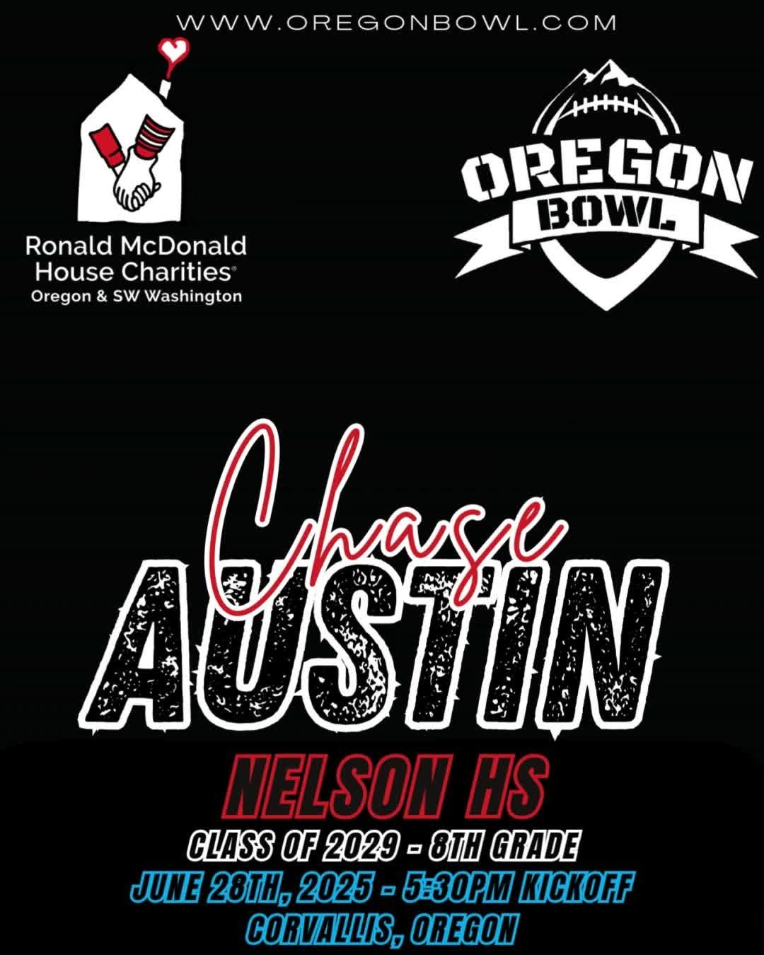 Congratulations RB/WR/LB/DB Chase Austin on being selected for the 2025 8th grade Oregon Bowl!
.
Join us as we celebrate the best athletes in the state June 28th at the Oregon Bowl!