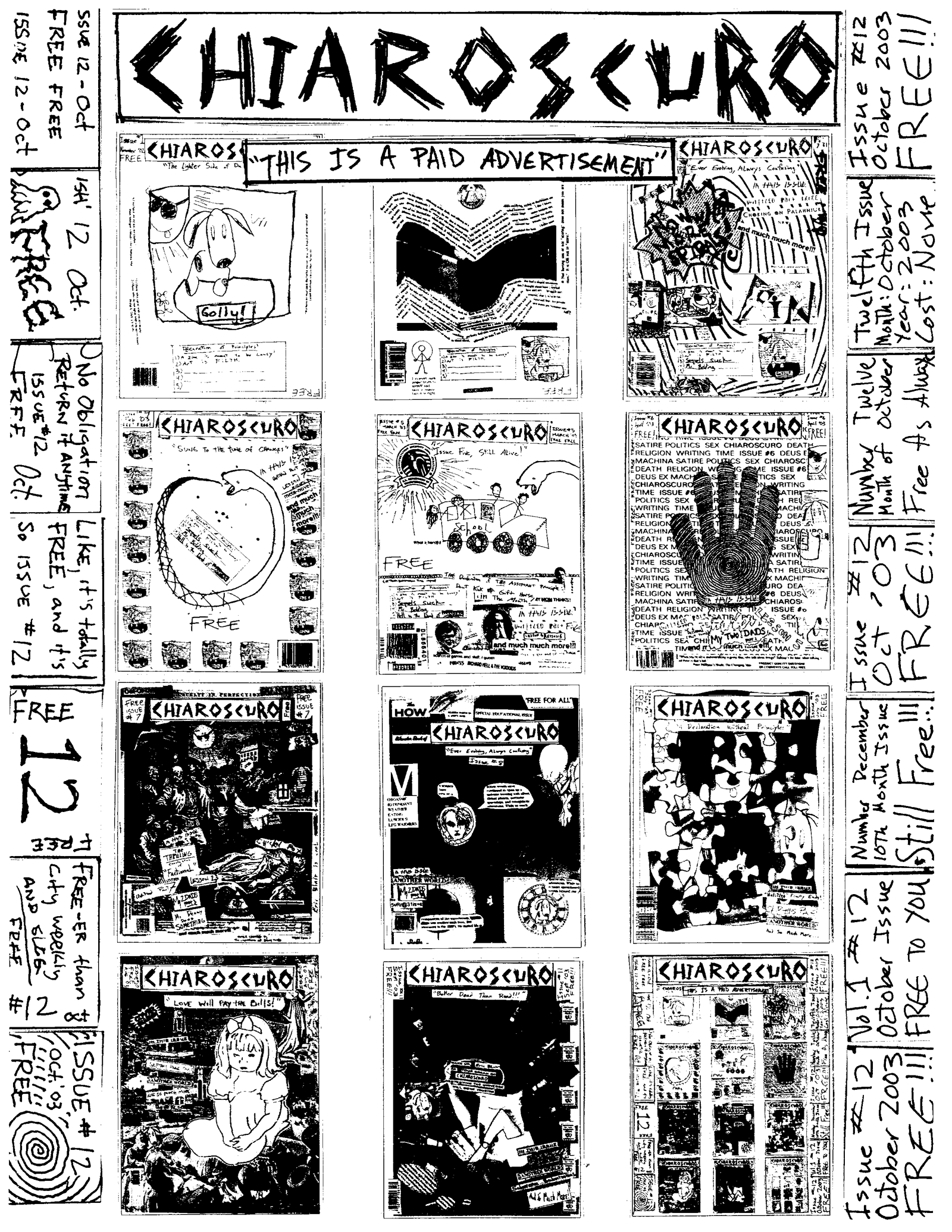 B+W cover of Chiaroscuro Zine #12