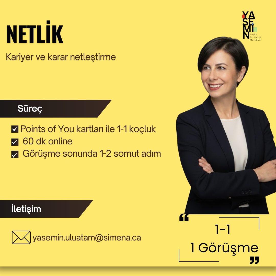 Netlik İhtiyacı | 1 Saatlik Points of You Koçluk Görüşmesi -190 CAD (Yaklaşık 6.061 TRY)