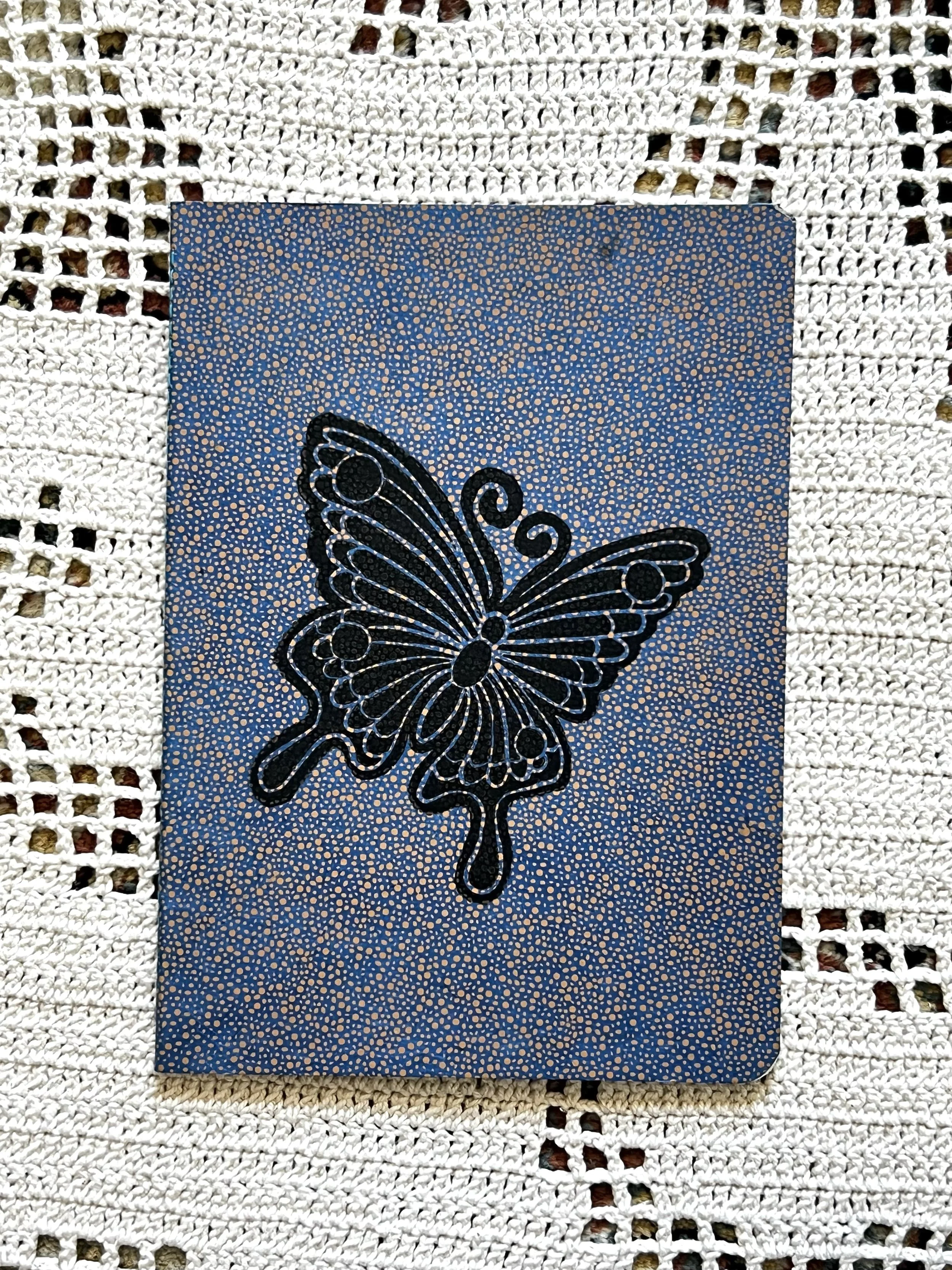 Handmade A5 Notebook — Butterfly Linocut #04