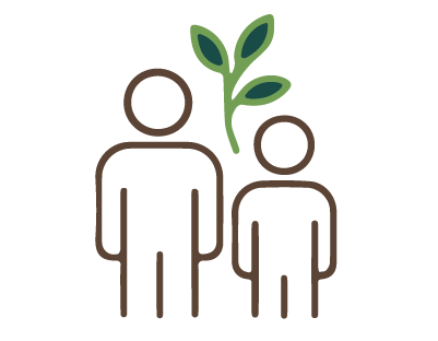 icon of two people standing with a leaf