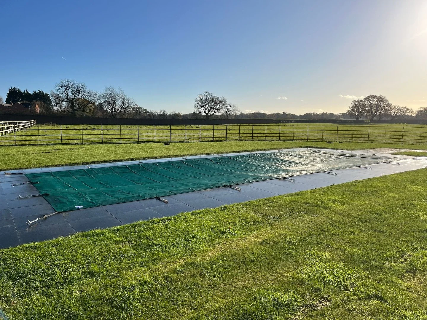 Another Pool Ready for Winter ❄️ 

A quality winter pool cover is essential for keeping your pool clean, preventing algae, and shielding it from harsh weather. 

A winter Pool Cover Provides:
💧 Extra safety
💧Protection from debris
💧Less work in sp