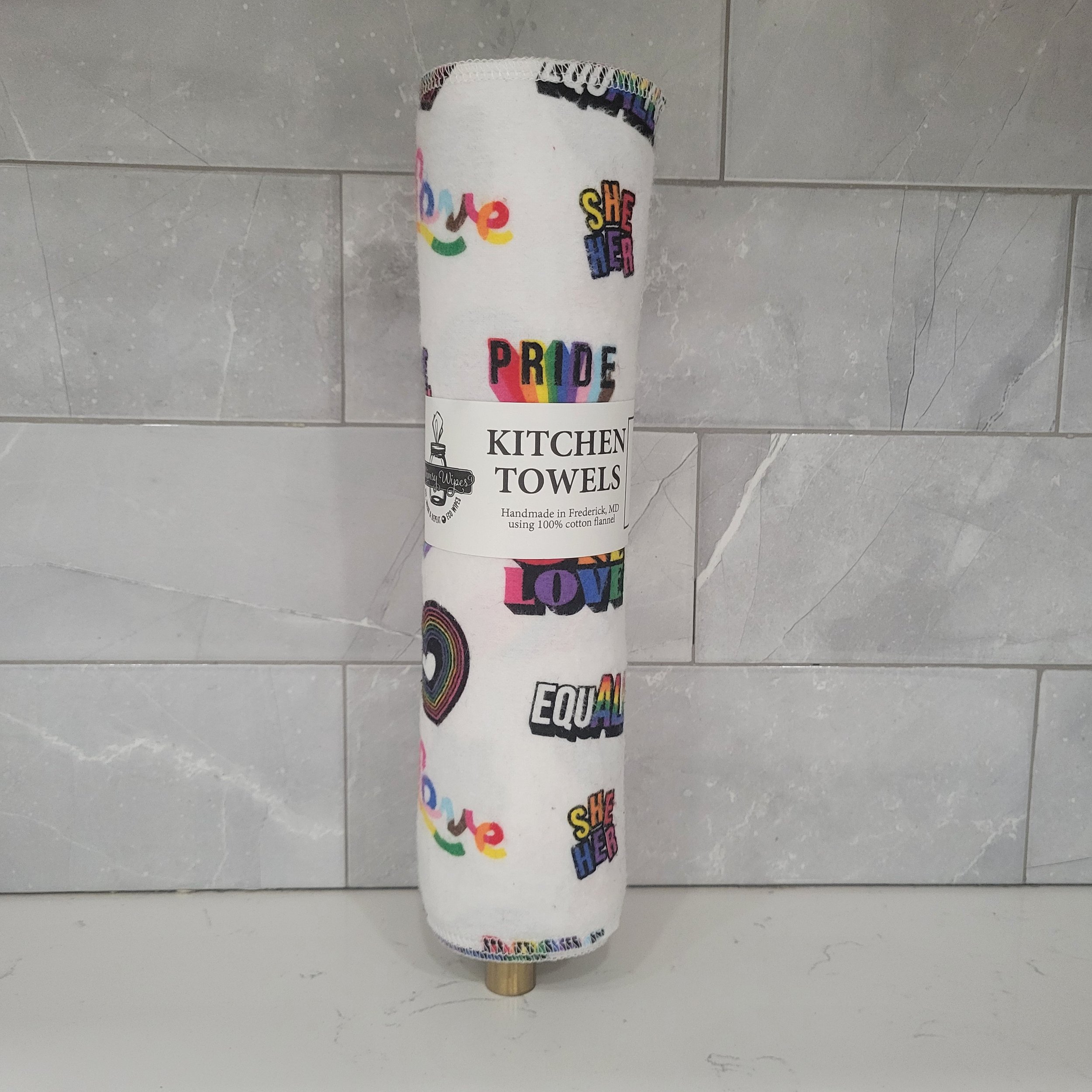 Kitchen Towels on a Roll with Pride print