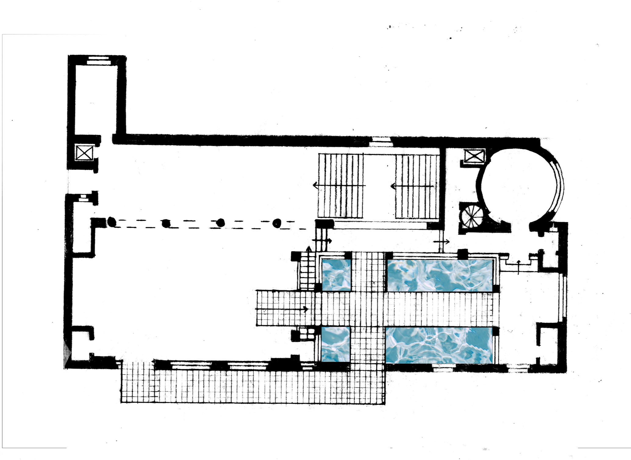 Plan of Floor 1 with tunnel route intervention