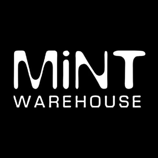 Logo for MINT Warehouse with the words 'MINT WAREHOUSE' in white on a black background.