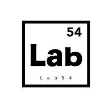 A black and white logo reading 'Lab 54' with the number 54 in the top right corner, all inside a square border.