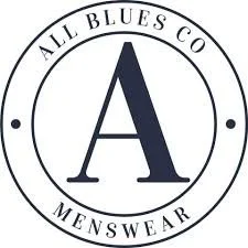 Logo of All Blues Co Menswear featuring a large letter 'A' inside a circle.