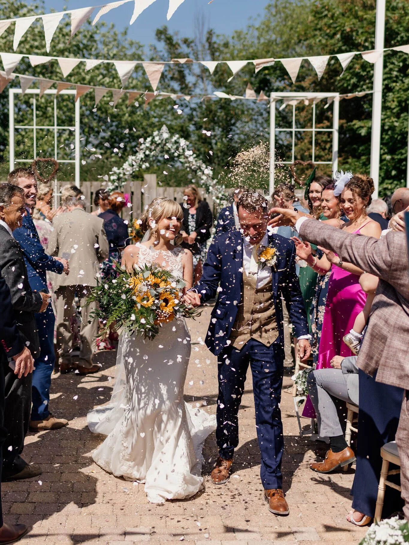 Some seriously enthusiastic confetti tossing went on as Jenna and Alex exited their sunny outdoor wedding ceremony at Alcumlow Wedding Barn! 🌻 

Photographer: @laurabarehamphotography
Venue: @alcumlowweddingbarn1
Registrars: @yourceremony001
Dress: 